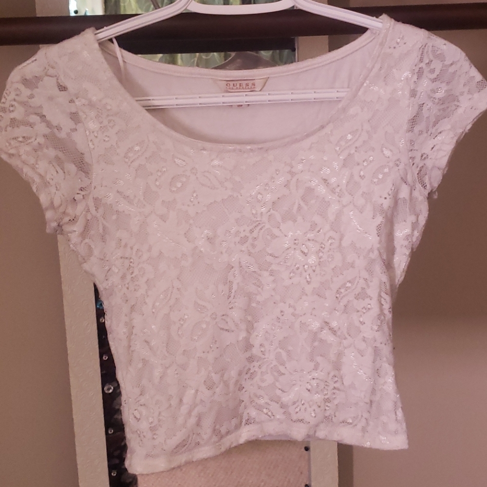White guess crop top